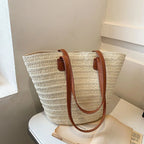 Large Straw Basket Bag Women Braided Clutch Top-Handle Summer Beach Tote Purse