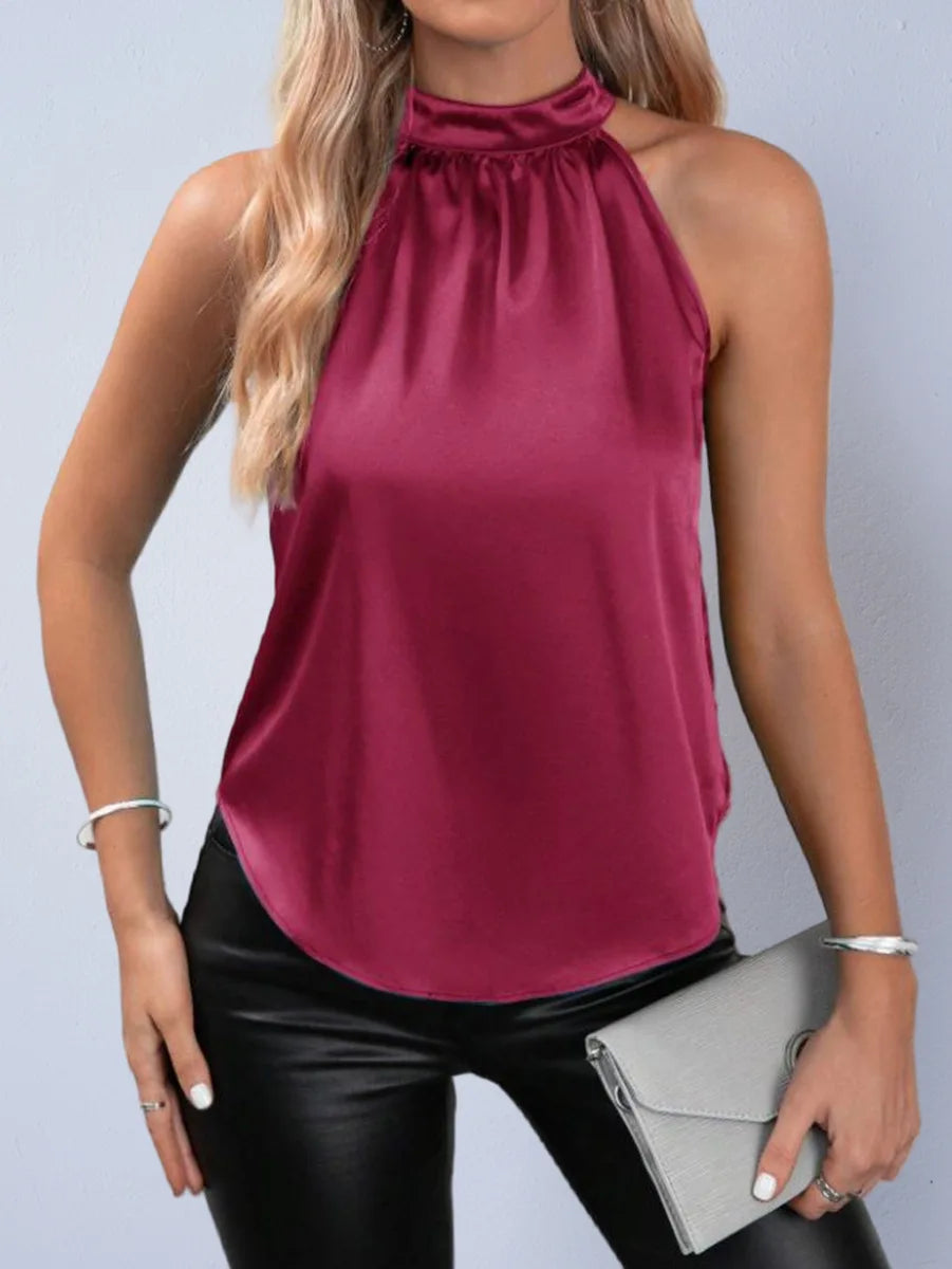 Elegant Satin Sleeveless Vest Top