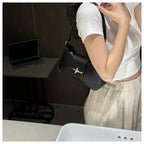 Vintage Shoulder Bag Small Purse for Women PU Leather Y2K Underarm Handbag Black