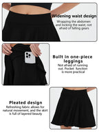Women’s High-Waist Tennis Skirt – 2-in-1 Sports Skort with Pocket Shorts