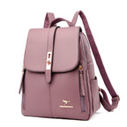 White Leather Backpack Women Fashion School Bag Travel Shoulder Purse Ladies 2025