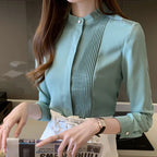 Elegant Bow V-Neck Chiffon Blouse for Women