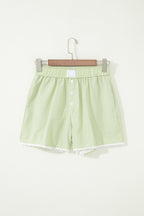 Green Gingham Plaid Button Detail Lace Trim Boxer Shorts