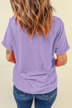 Orange Casual Plain Crew Neck Tee