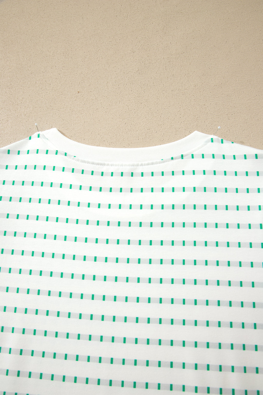 Green Striped Short Puff Sleeve Top