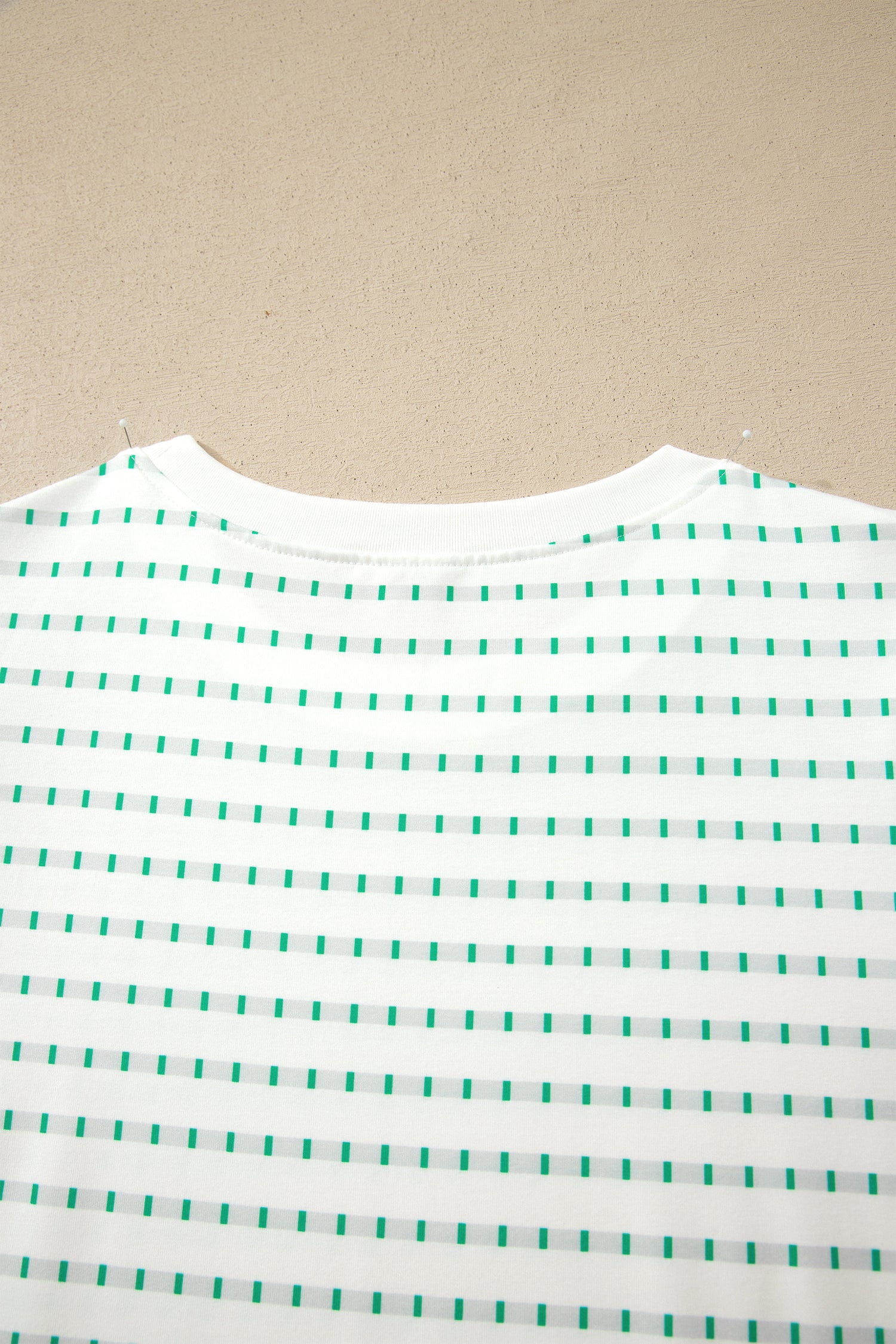 Green Striped Short Puff Sleeve Top