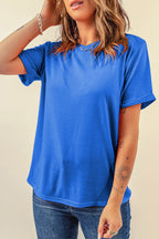 Orange Casual Plain Crew Neck Tee