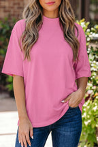 Sachet Pink Solid Color High Neck Oversize Tee