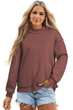 Dark Blue Oversize Drop Shoulder Reversible Mock Neck Sweatshirt