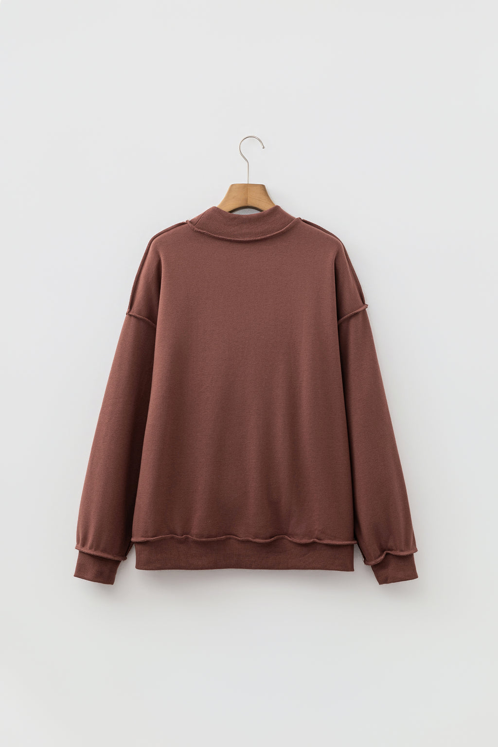 Dark Blue Oversize Drop Shoulder Reversible Mock Neck Sweatshirt