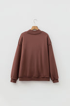 Dark Blue Oversize Drop Shoulder Reversible Mock Neck Sweatshirt