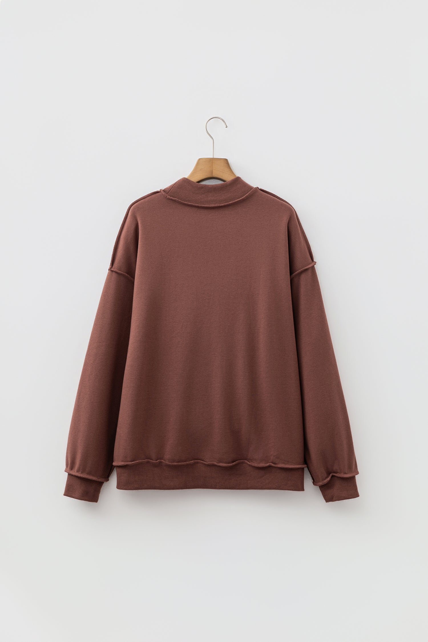 Dark Blue Oversize Drop Shoulder Reversible Mock Neck Sweatshirt