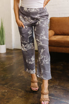 Gray Wild West Riding Vintage Printed Shift Jeans