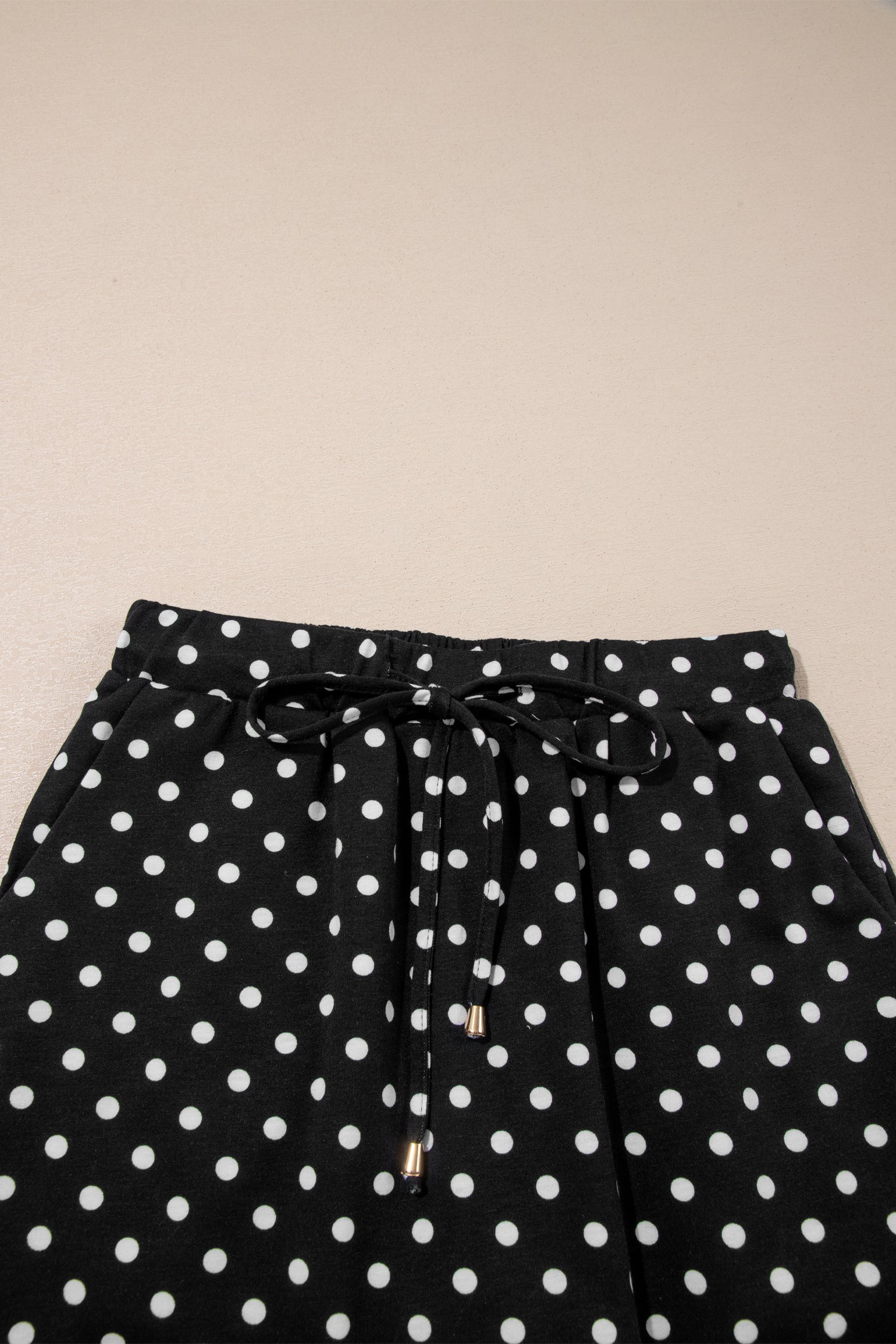 Fiery Red Polka Dot Drawstring Casual Mini Skort