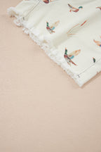 Beige Wild Duck Mallard High Waist Frayed Denim Shorts