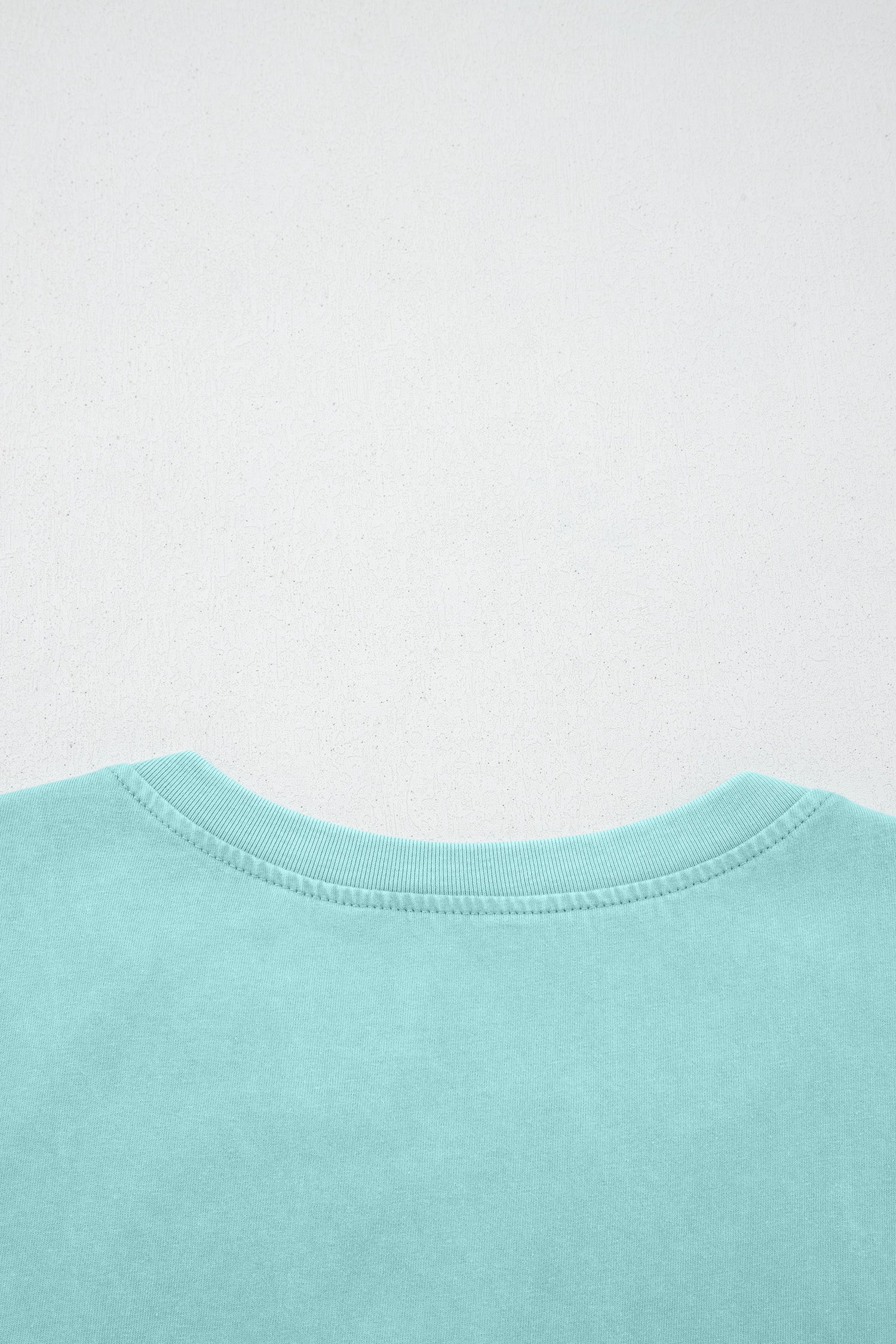Pink Raw Cut Notched Neck Lace Patchwork Detail Mineral Wash Tee