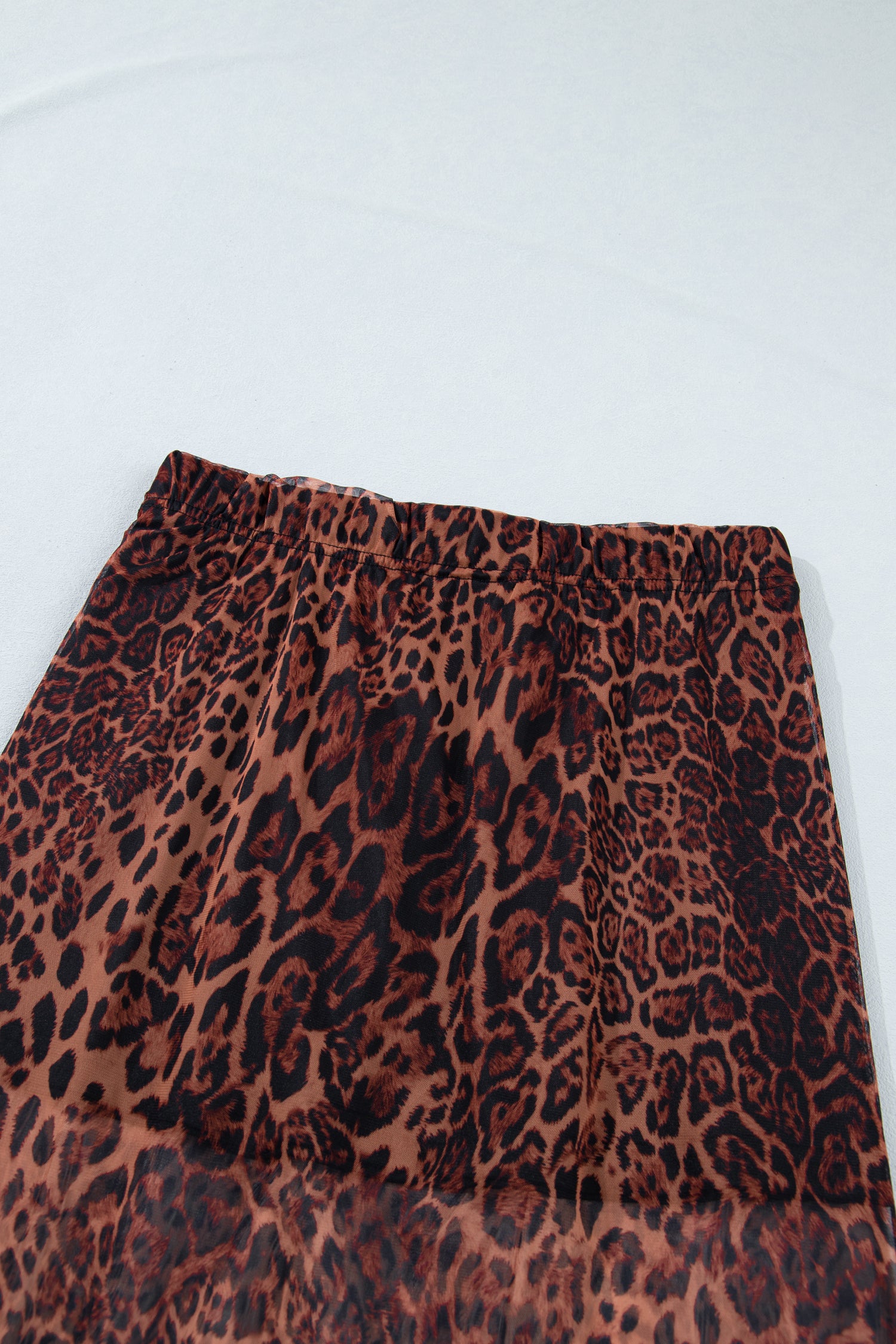 Brown Leopard Sheer Maxi Skirt