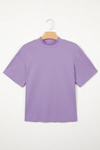 Sachet Pink Solid Color High Neck Oversize Tee