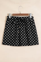 Fiery Red Polka Dot Drawstring Casual Mini Skort