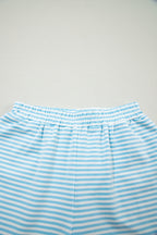 Pink Stripe Oversize Mock Neck Sweatshirt and Shorts Set