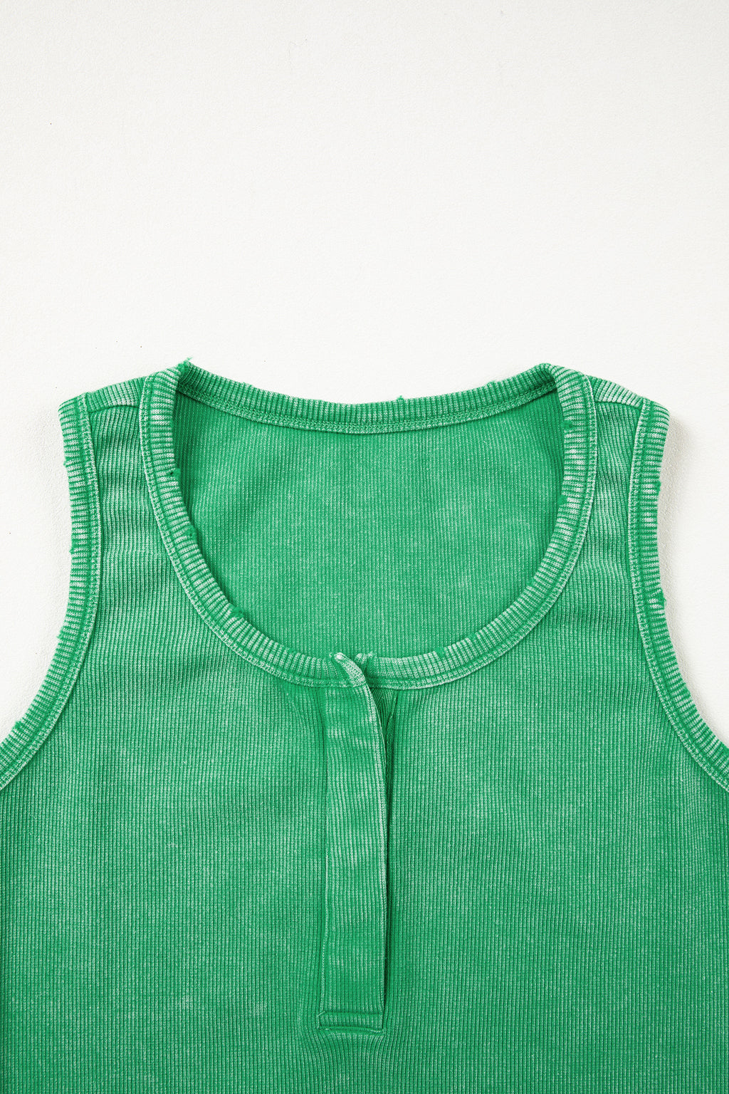 Coffee Vintage Distressed Ribbed Mineral Wash Tank Top