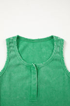 Coffee Vintage Distressed Ribbed Mineral Wash Tank Top