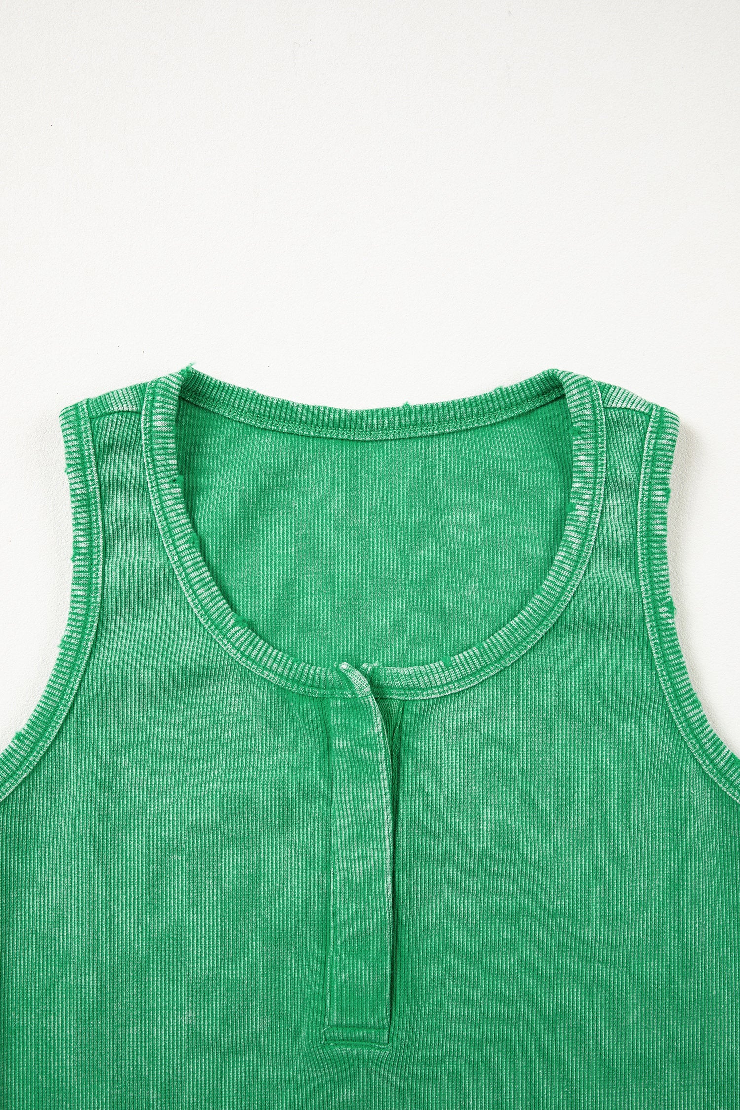 Coffee Vintage Distressed Ribbed Mineral Wash Tank Top