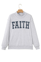 Light Grey High Neck Polka Dot Slogan Printed Baggy Sweatshirt