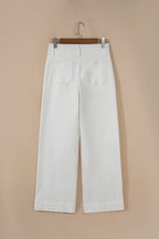 White 2-Button High Waist Wide Leg Jeans
