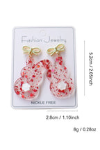 Fiery Red Clear Easter Bunny Bowknot Studded Earrings