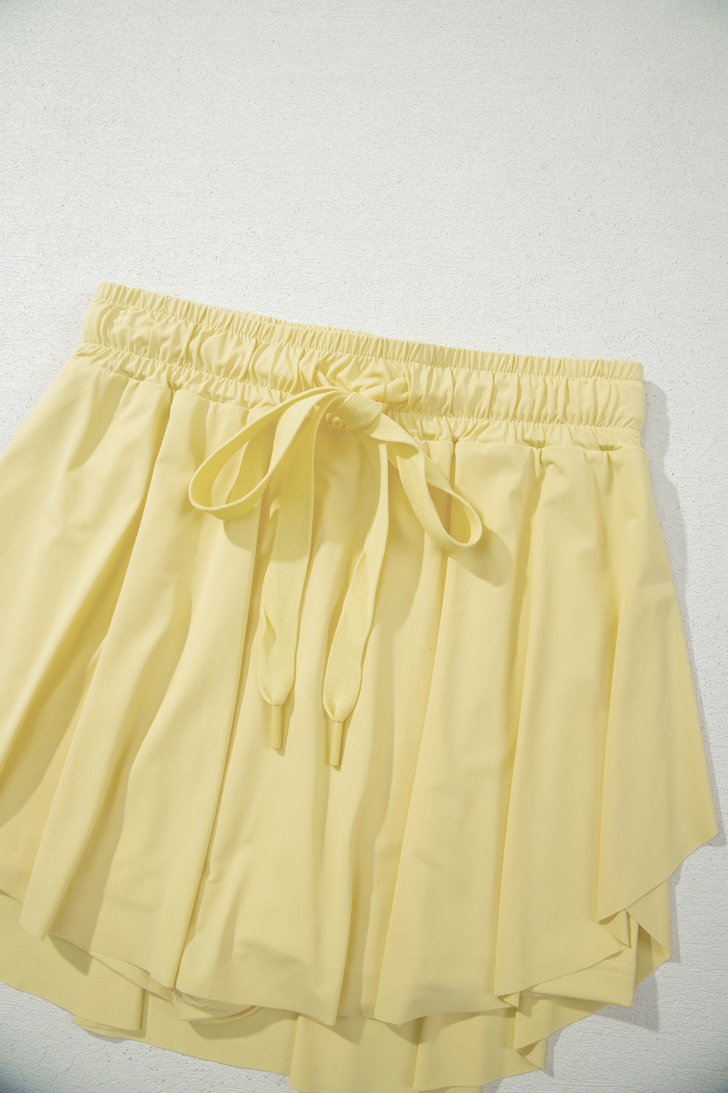 Beige Drawstring Elastic Waistband Lined Tennis Skorts
