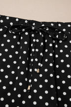 Fiery Red Polka Dot Drawstring Casual Mini Skort
