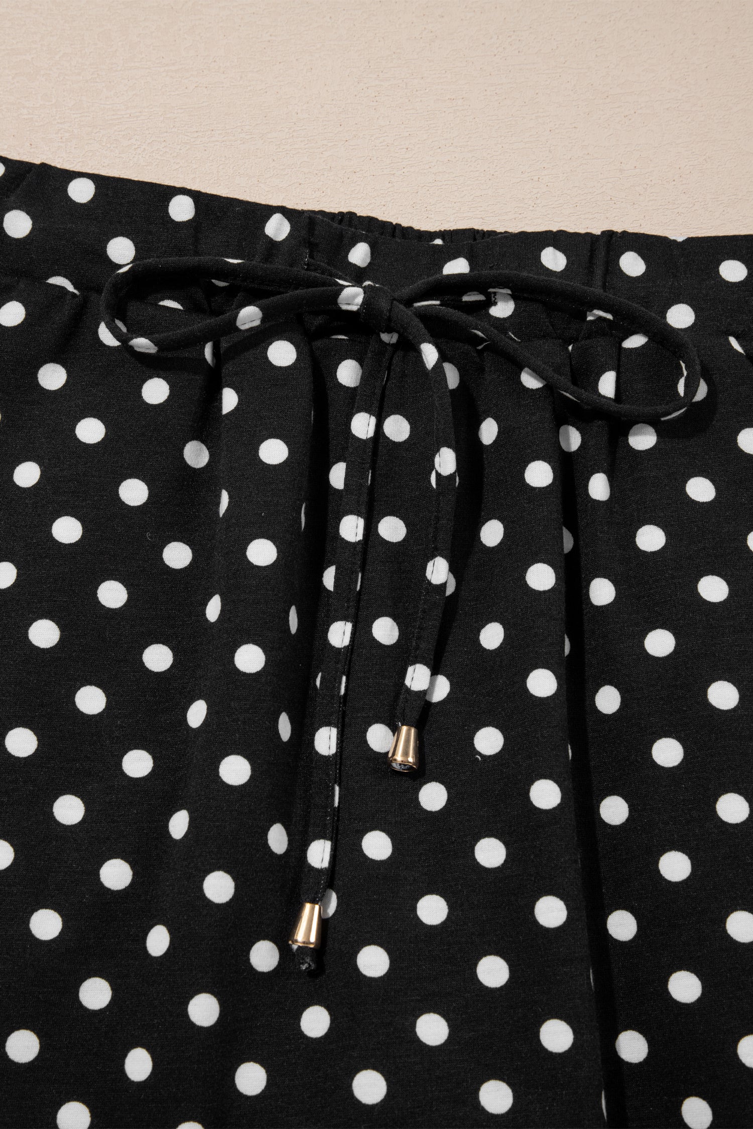 Fiery Red Polka Dot Drawstring Casual Mini Skort
