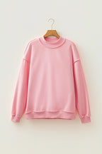 Dark Blue Oversize Drop Shoulder Reversible Mock Neck Sweatshirt