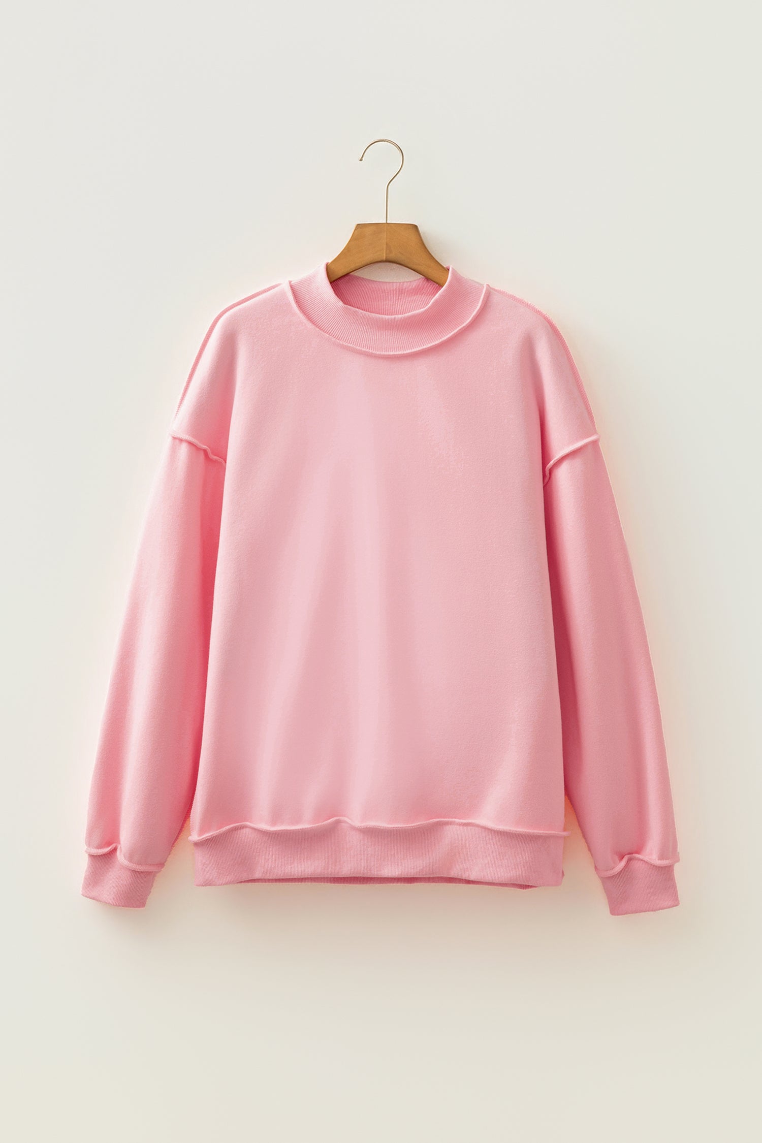 Dark Blue Oversize Drop Shoulder Reversible Mock Neck Sweatshirt