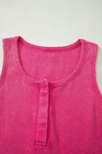Coffee Vintage Distressed Ribbed Mineral Wash Tank Top