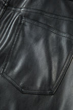 Black Faux Leather Side Slit Maxi Skirt