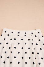 White Polka Dot Ruffled Slit Maxi Skirt