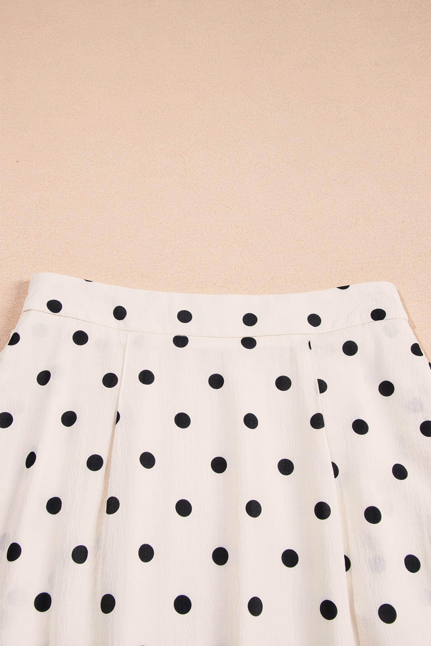White Polka Dot Ruffled Slit Maxi Skirt