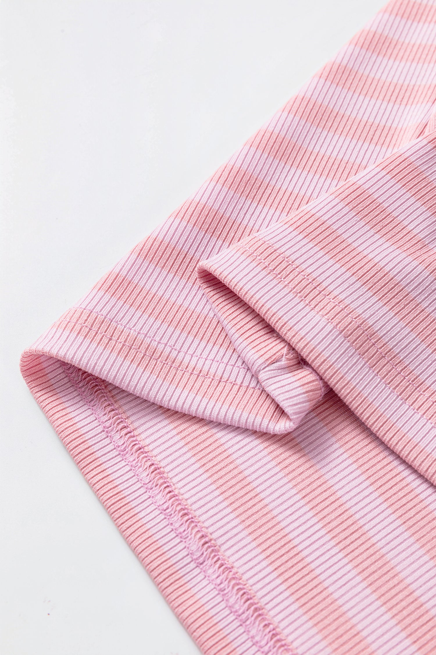 Sky Blue Stripe Ribbed Knit Slim Tank Top
