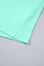Bonbon Solid Color V Neck Short Puff Sleeve Blouse