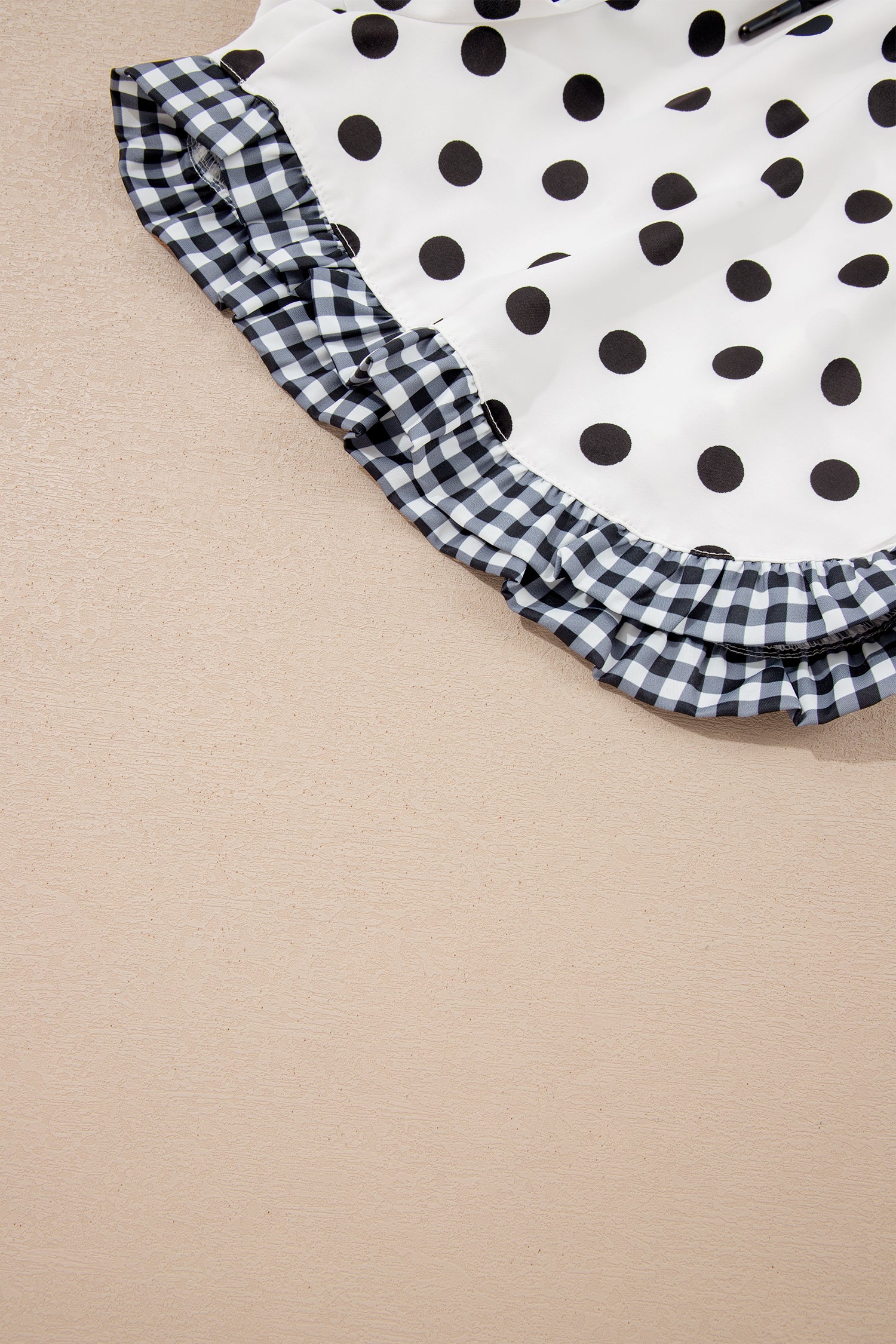 White Polka Dot Contrast Ruffle Trim Shorts