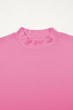 Sachet Pink Solid Color High Neck Oversize Tee