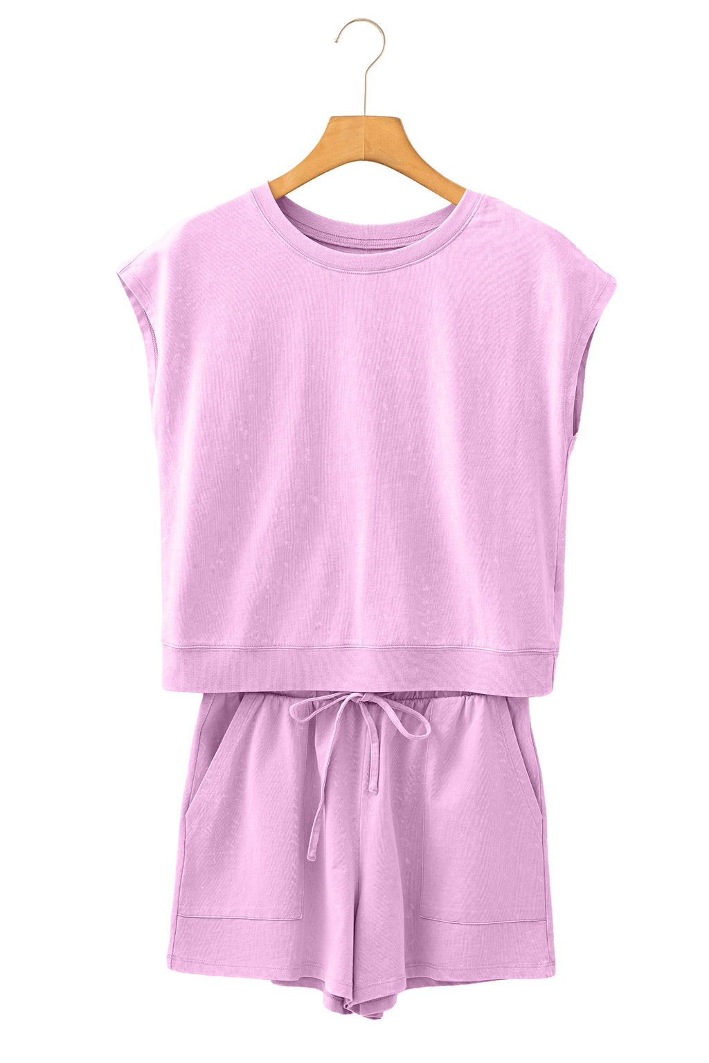 Rose Red Mineral Wash Cotton Short Set