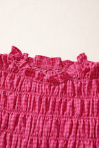 Red Plaid Shirred Ruffle Trim Tank Top