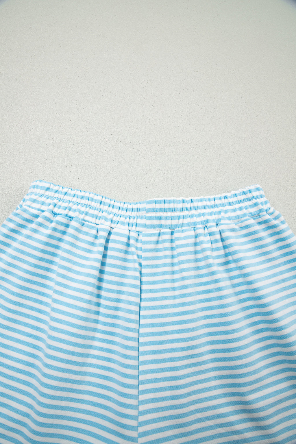 Pink Stripe Oversize Mock Neck Sweatshirt and Shorts Set