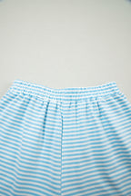 Pink Stripe Oversize Mock Neck Sweatshirt and Shorts Set