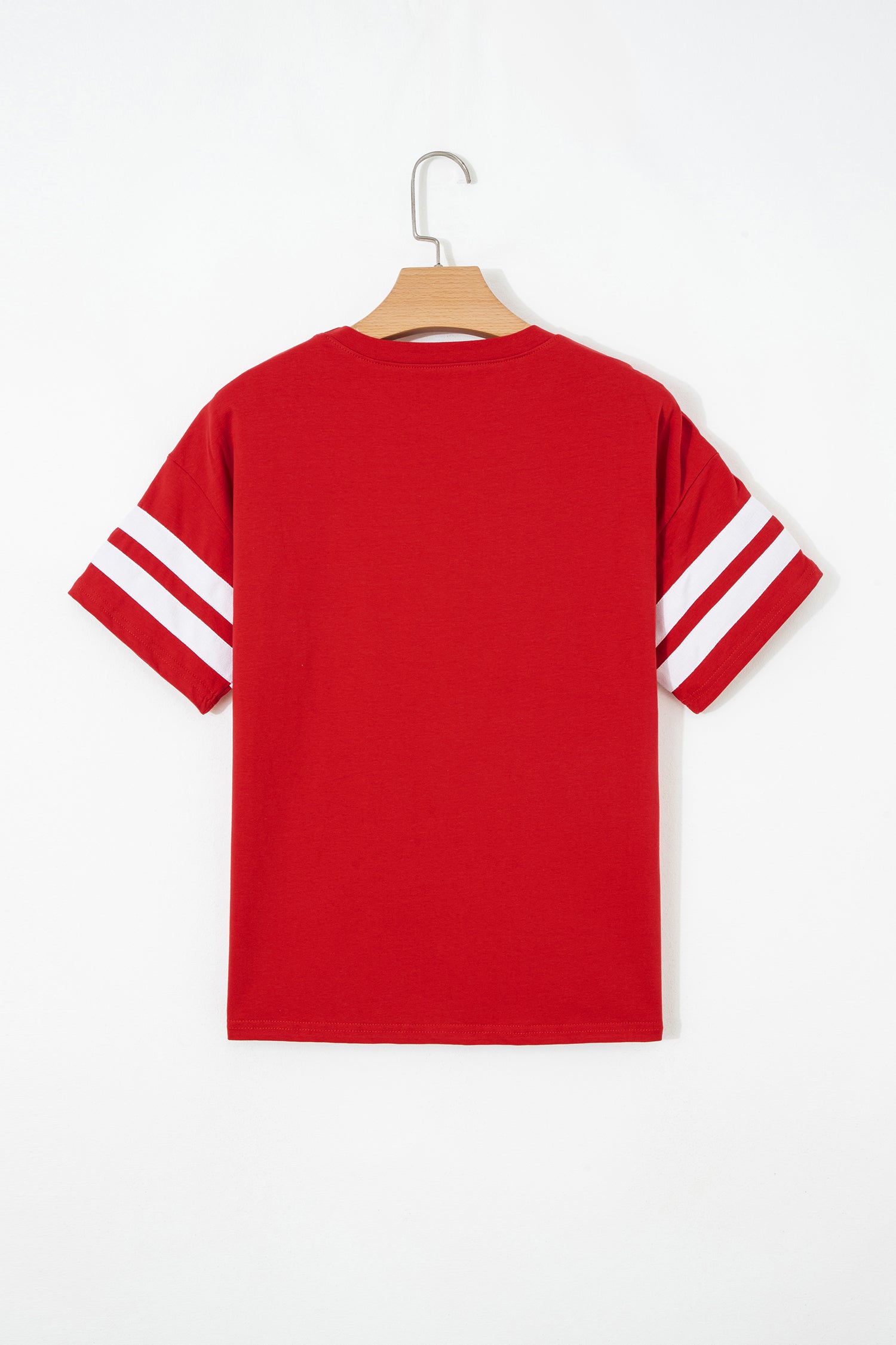 Dark Blue Varsity Striped Short Sleeve Crew Neck T Shirt