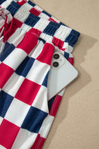 Red Independence Day Checkered Shorts