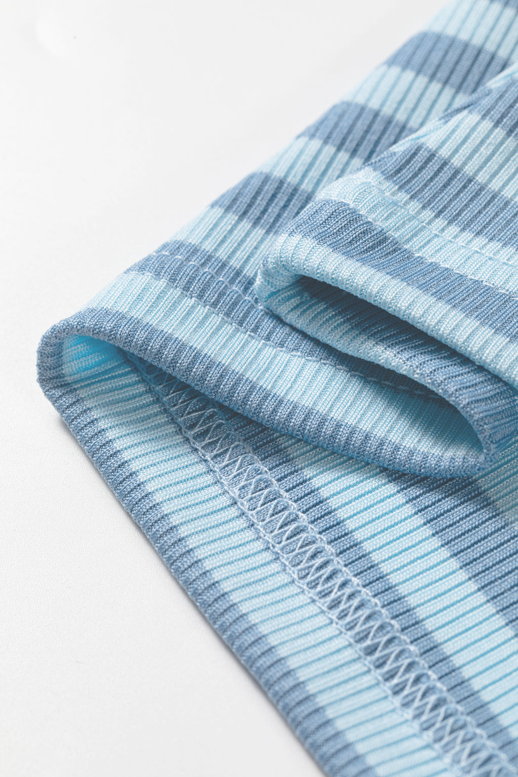 Sky Blue Stripe Ribbed Knit Slim Tank Top